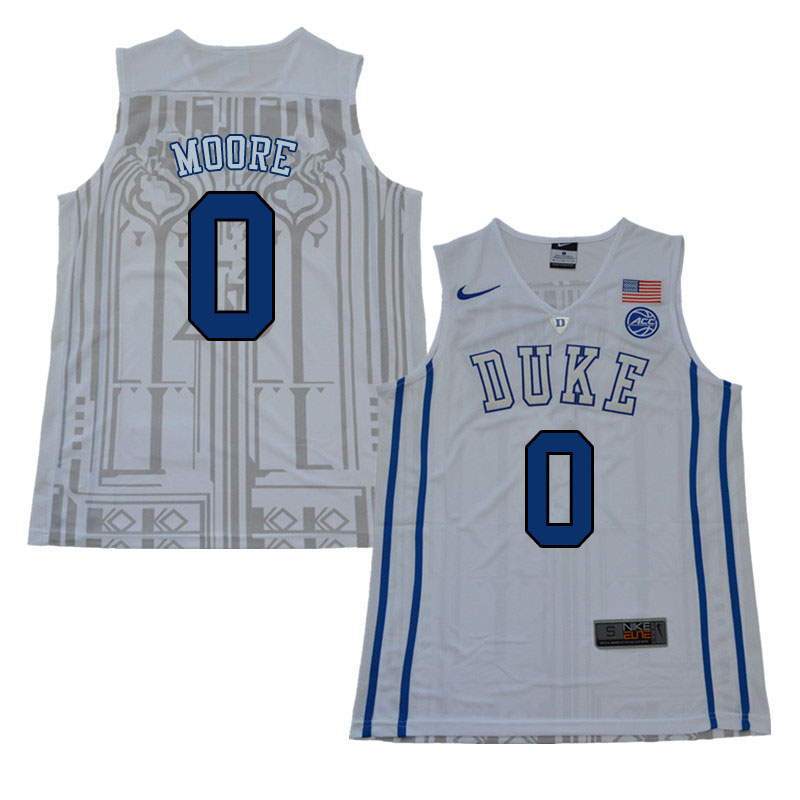 Men #0 Wendell Moore Duke Blue Devils College Basketball Jerseys Sale-White - Click Image to Close